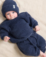 7am Enfant Fuzzy Ribbed Beanie in Navy