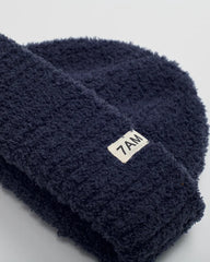 7am Enfant Fuzzy Ribbed Beanie in Navy