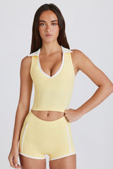 Soft Active Polo Crop Top in Lemon