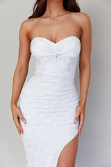 Paradiso Strapless Side Split Midi Dress White