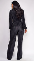 Juna Surplice Jumpsuit - Black