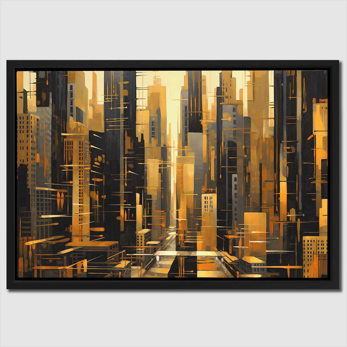 A City of Gold - Abstract Black and Gold Canvas Wall Art