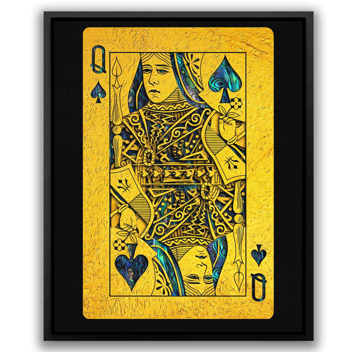 Abalone Queen of Spades - Gold Canvas Wall Art
