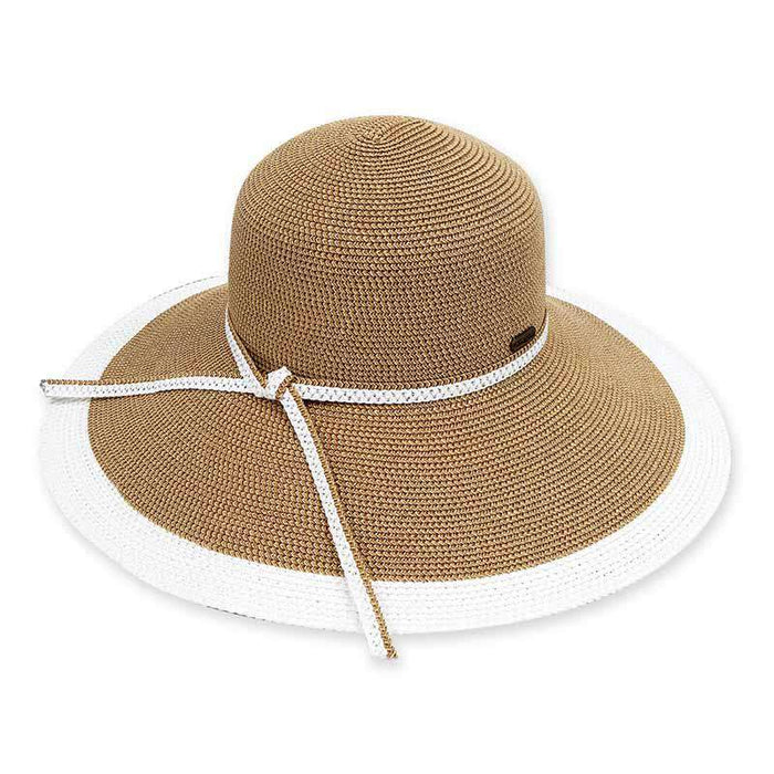 Adona Contrast Trim Beach Hat - Sun 'N' Sand Hat Wide Brim Sun Hat Sun N Sand Hats HH1126A wh White Medium (57 cm)