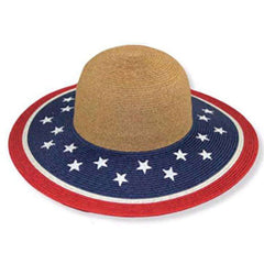 American Flag Wide Brim Sun Hat - Jeanne Simmons Hats Wide Brim Sun Hat Jeanne Simmons Accessories js8063 US Flag