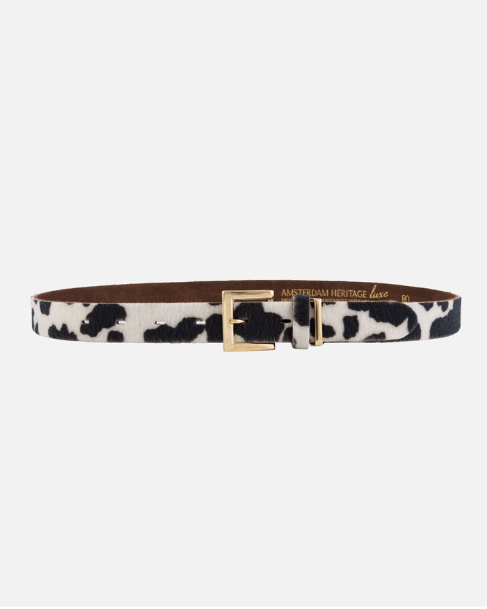 Amsterdam Heritage Aliza Leather Belt in Cow Print