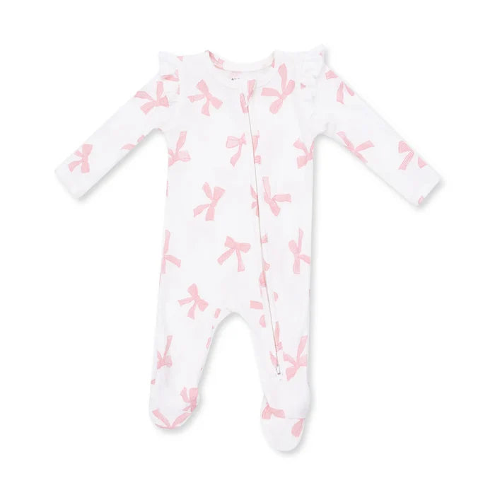 Angel Dear 2 Way Zipper Ruffle Sleeve Footie in Pretty Bows