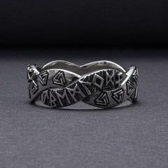 vkngjewelry Bagues Handcrafted Elder Futhark Sterling Silver Valknut Ring, Handmade Jewelry