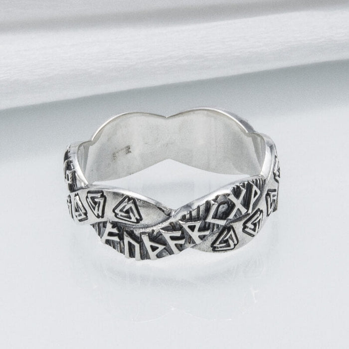 vkngjewelry Bagues Handcrafted Elder Futhark Sterling Silver Valknut Ring, Handmade Jewelry