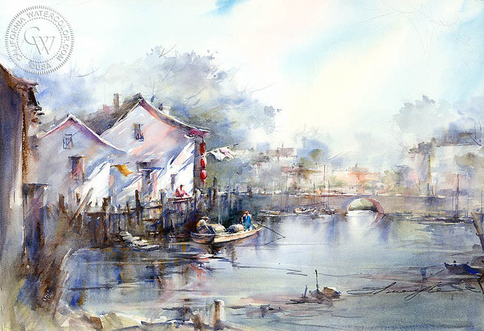 Another Nice Day, watercolor painting by Shuang Li (American art). Original painting and fine art giclée reproduction by California Watercolor for wall decor.
