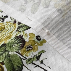 Antique French Roses and Poppies Linen Pillow Cover: Citrine - Annabel Bleu