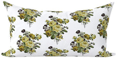 Antique French Roses and Poppies Linen Pillow Cover: Citrine - Annabel Bleu