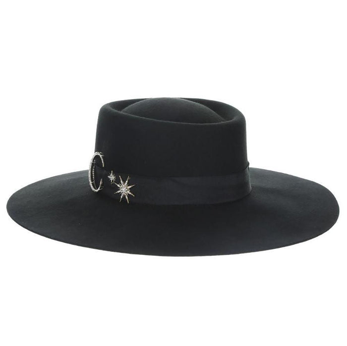 Aphrodite Wool Felt Gaucho Hat with Celestial Charms - Scala Hats Bolero Hat Scala Hats