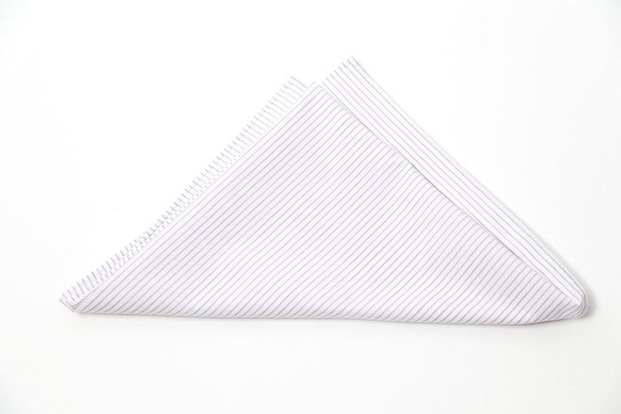Attractive Lavender and White Striped Cotton Pocket Square by Put This On