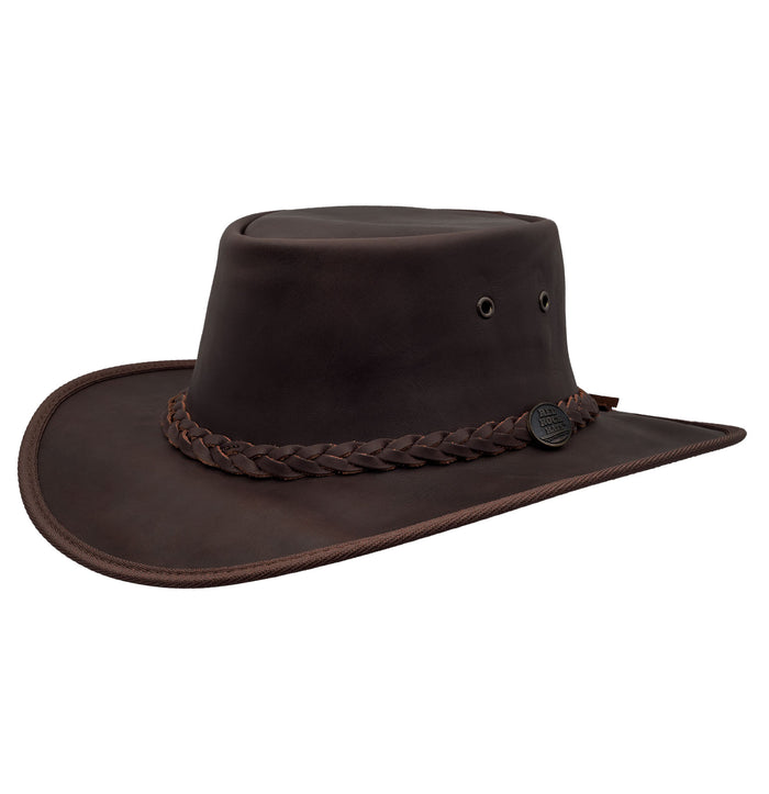 Australian Full-Grain Cattle Leather Outback Hat - Red Rock Hats Safari Hat Red Rock Hats 1071BR5L Brown Large (57 cm)