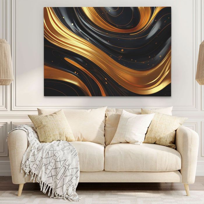 Awakened Aura - Black and Gold Canvas Print