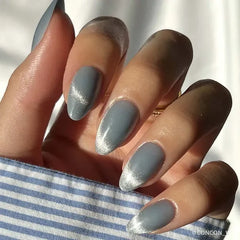 Baby Blues Press-On Nails|Pastel Blue|Velvet Metallic Finish