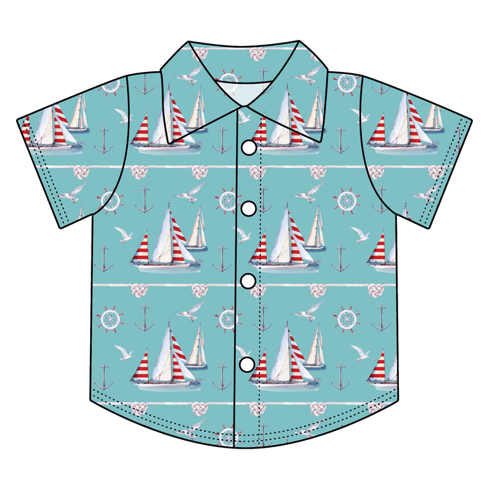 Beckett Sailboats Bamboo Button Down Tee (Pre-Order)