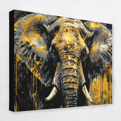 Black and Gold Elephant - Animals Canvas Wall Art
