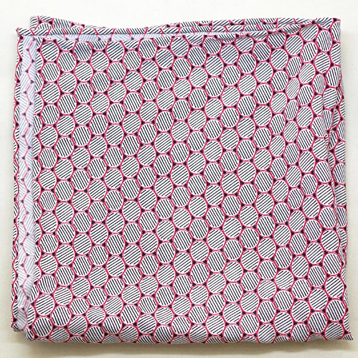 Black and Red Oval Motif Silk Pocket Square by Put This On