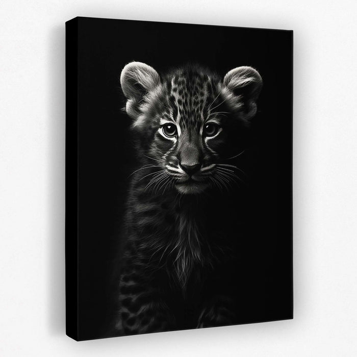 Black and White Tiger Cub - Animals Canvas Wall Art