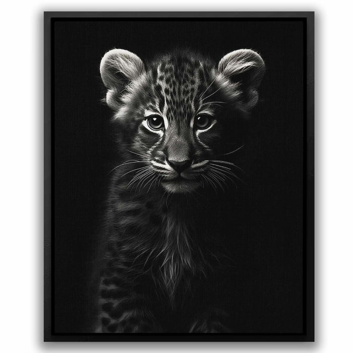 Black and White Tiger Cub - Large Canvas Print