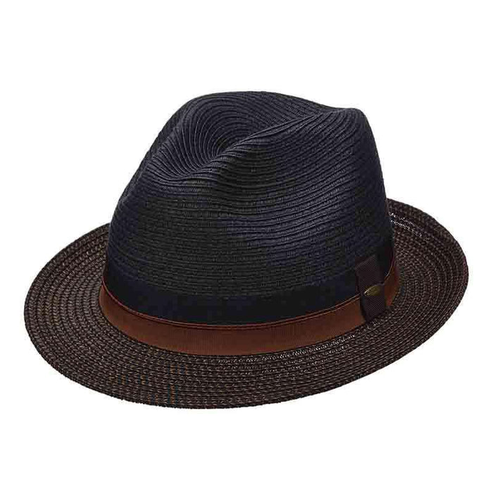 Black Fedora Hat with Tweed Brim - Scala Hats Fedora Hat Scala Hats ms377bkm Black Medium