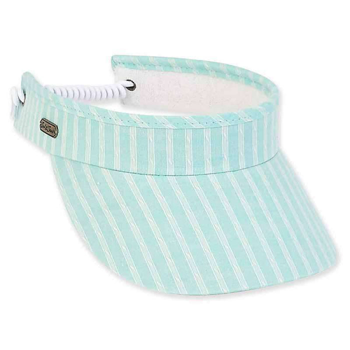 Blair Striped Cotton Sun Visor with Coil - Sun 'N' Sand Hat Visor Cap Sun N Sand Hats HH2254B Green