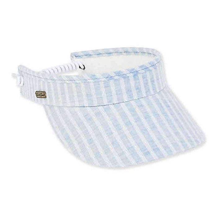 Blair Striped Cotton Sun Visor with Coil - Sun 'N' Sand Hat Visor Cap Sun N Sand Hats HH2254A Blue