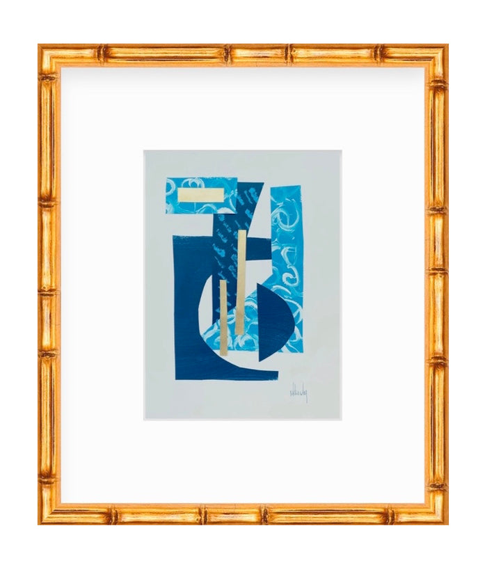Blue Collage IV painting Mary Kathryn Kendig - Christenberry Collection