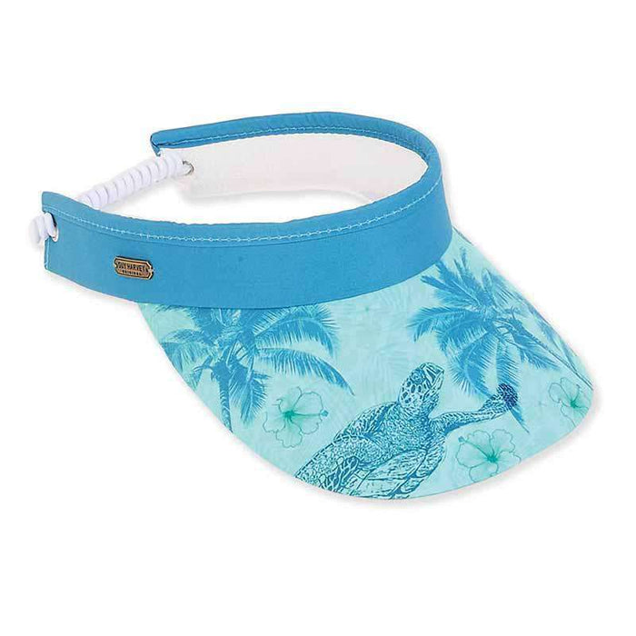 Blue Turtle Cotton Sun Visor with Coil - Guy Harvey® Visor Cap Guy Harvey