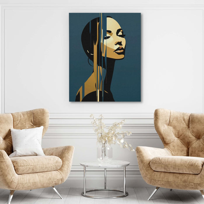 Bold Feminine Beauty - Abstract Blue Canvas Wall Art