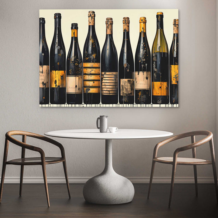 Bottle Harmony - Beige Canvas Wall Art