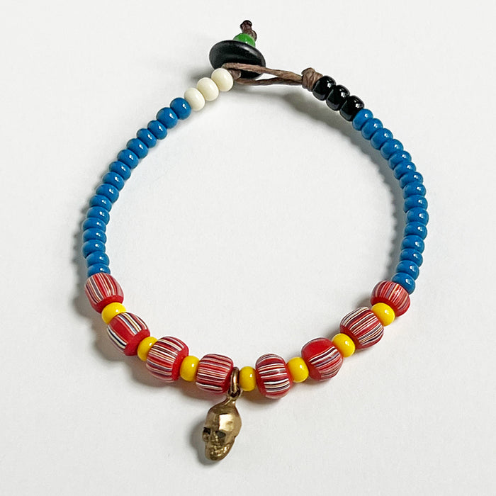 Brass Skull Beaded Bracelet
