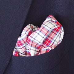 Breezy Red and White Check Seersucker Cotton Pocket Square by Put This On