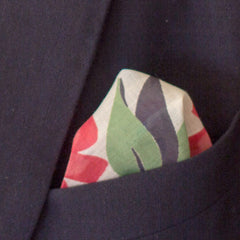 Bright and Springy Blue and Red Floral Print Cotton Pocket Square by Put This On