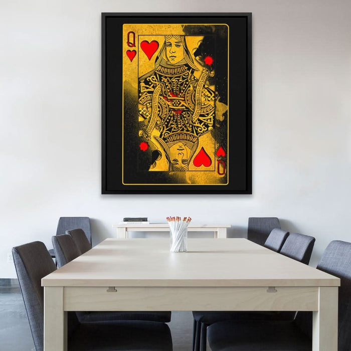 Burning Queen of Hearts - Black Wall Art for Game Room