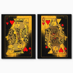 Burning Royal Hearts Couple - Couples Canvas Wall Art
