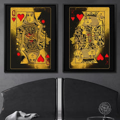 Burning Royal Hearts Couple - Wall Art in Black Frame