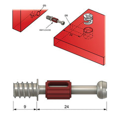 Cam dowel 15/16 inch with Euro Screw-Thread - 1000 pcs NTP