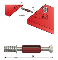 Cam dowel 15/16 inch with Euro Screw-Thread - 1000 pcs NTP