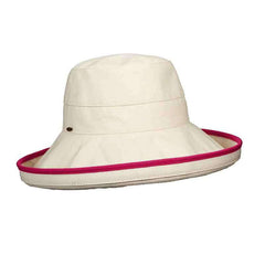 Canvas Breton with Contrast Trim - Scala Collezione Kettle Brim Hat Scala Hats lc761FC Fuchsia
