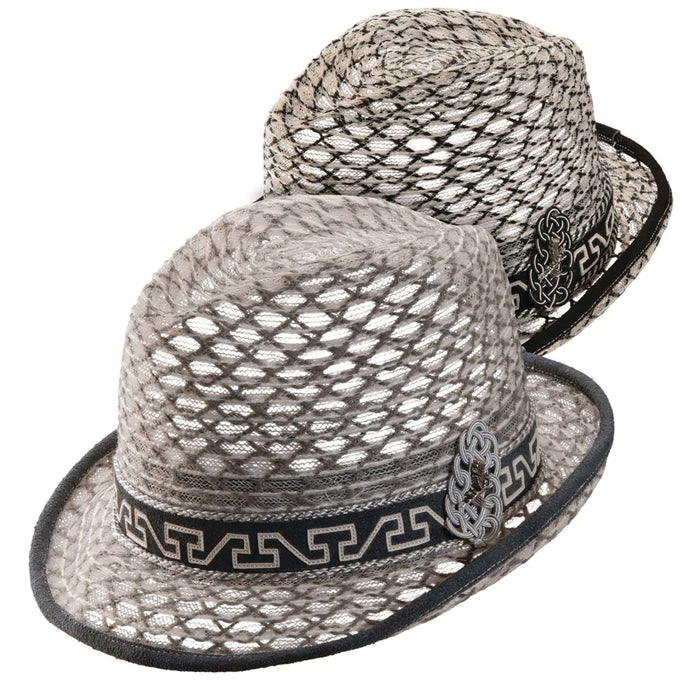 Carlos Santana Threaded Braid Fedora Hat Fedora Hat Santana Hats MSsan132M Black and White M