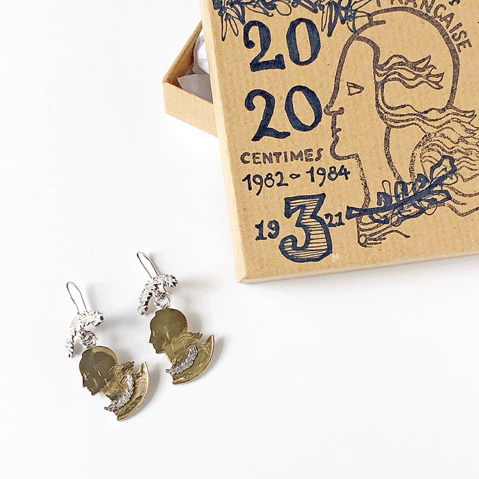 Centime & Wreath Drop Earrings