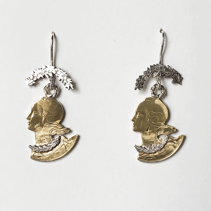 Centime & Wreath Drop Earrings