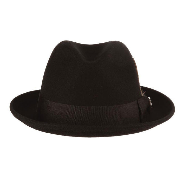 Chelsea Wool Felt Fedora Hat with Feather - Stacy Adams Hats Safari Hat Stacy Adams Hats