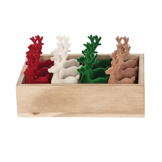 Christmas Flocked Deer In Box