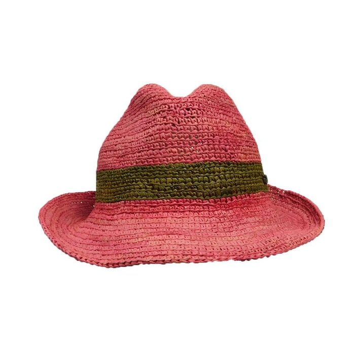 Christy's Crochet Raffia Fedora Hat Fedora Hat Christys' London WSCCS748FC Fuchsia
