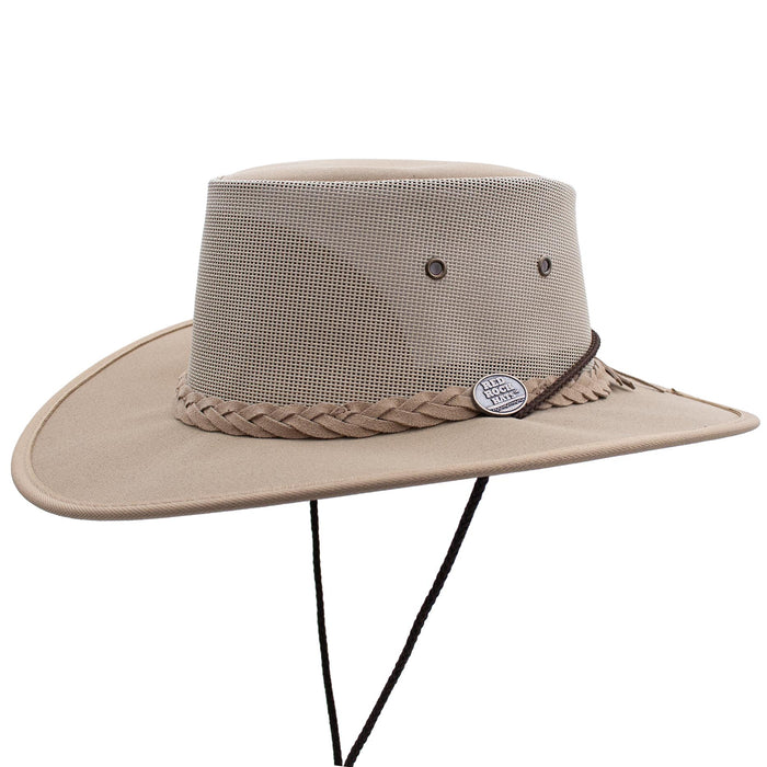 Classic Australian Canvas Cooler Hat with Chin Cord - Red Rock Hats Safari Hat Red Rock Hats 1048BE3S Beige Small (55 cm)