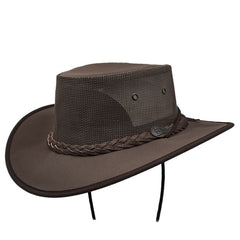Classic Australian Canvas Cooler Hat with Chin Cord - Red Rock Hats Safari Hat Red Rock Hats 1048BBR6XL Brown X-Large (59 cm)